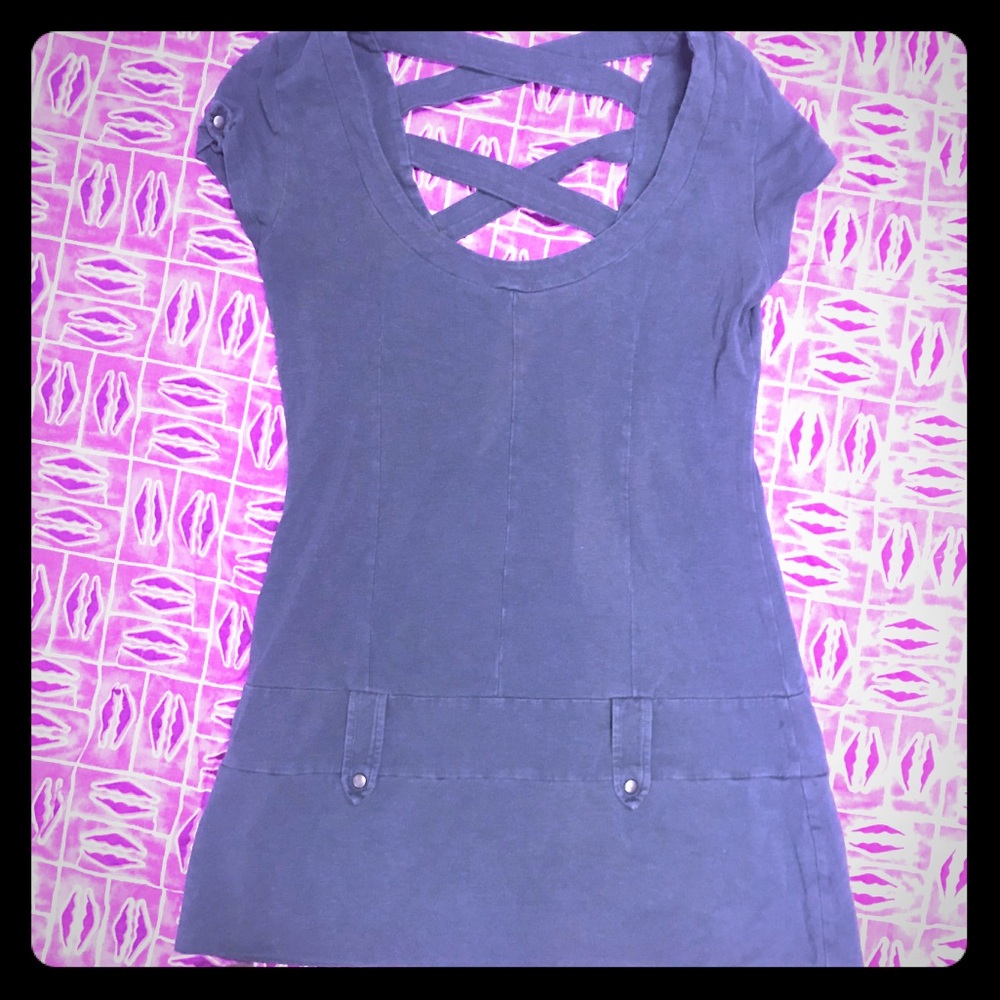 Hemp wear dress with criss cross back